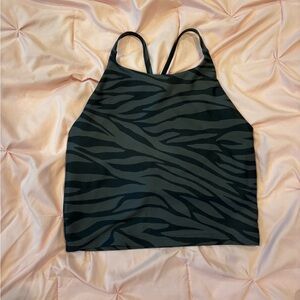 Old Navy Black and Gray Zebra Print Athletic Tank Top